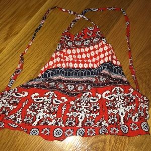 Red/White/Blue Tie crop top worn once